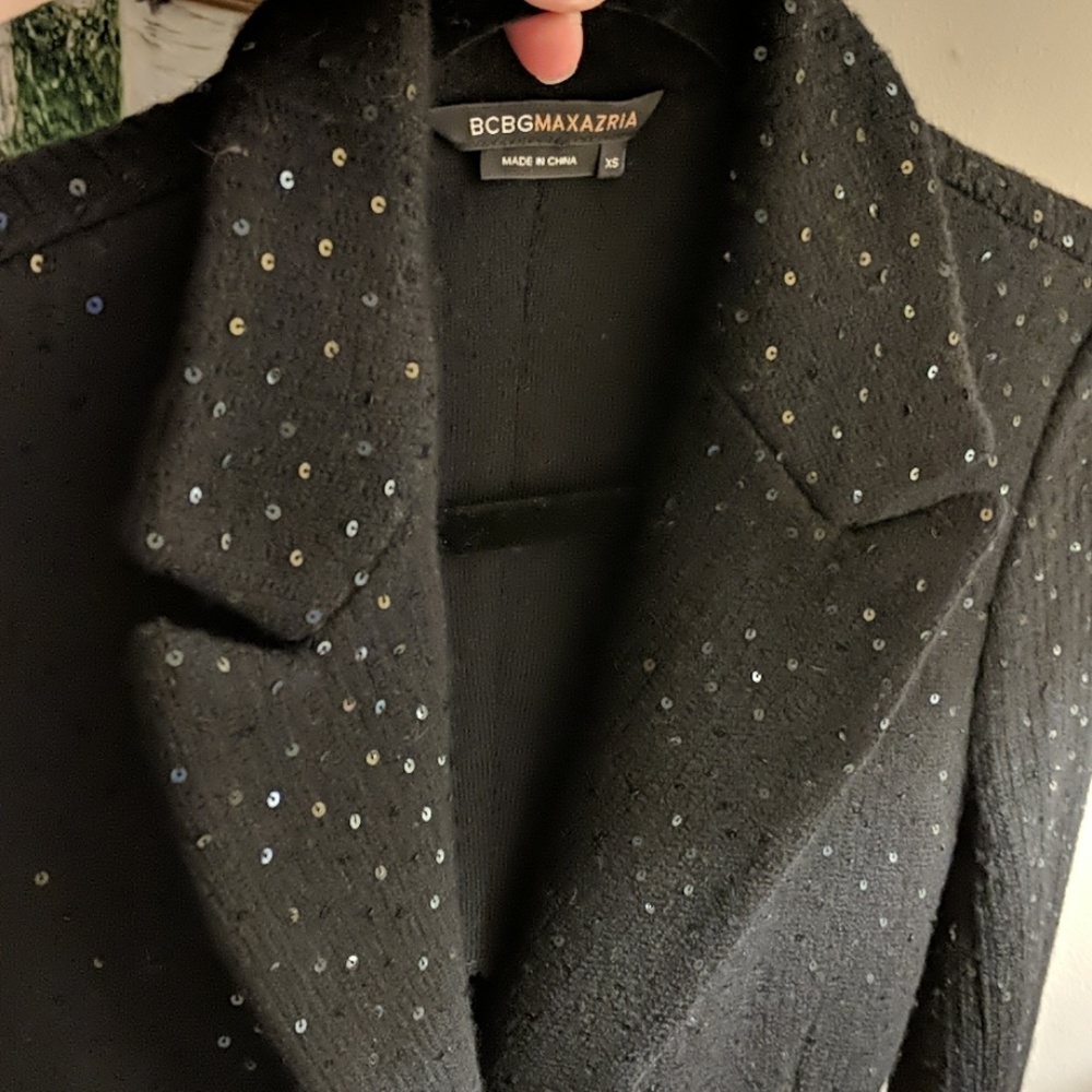 BCBG Max Azria Sequined Wool Knit Blazer XS